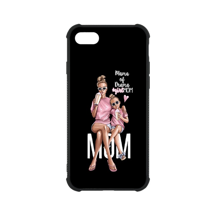BestCase MaxSafe Glassy telefontok, Apple iPhone SE 3 / SE 2 / 8 / 7, Girl Mom Mama of Drama, HD színek, Anti Shock megerõsített sarkok, Kamera Védelem, G 558