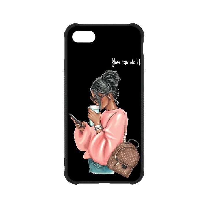 BestCase MaxSafe Glassy telefontok, Apple iPhone SE 3 / SE 2 / 8 / 7, Shopping Girl, HD színek, Anti Shock megerõsített sarkok, Kamera Védelem, G 962