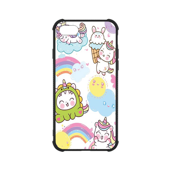 BestCase MaxSafe Glassy telefontok, Apple iPhone SE 3 / SE 2 / 8 / 7, Unicorn Pattern, HD színek, Anti Shock megerõsített sarkok, Kamera Védelem, G 1213