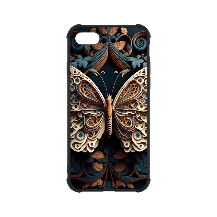BestCase MaxSafe Glassy telefontok, Apple iPhone SE 3 / SE 2 / 8 / 7, Beauty Butterfly, HD színek, Anti Shock megerõsített sarkok, Kamera Védelem, G 1224