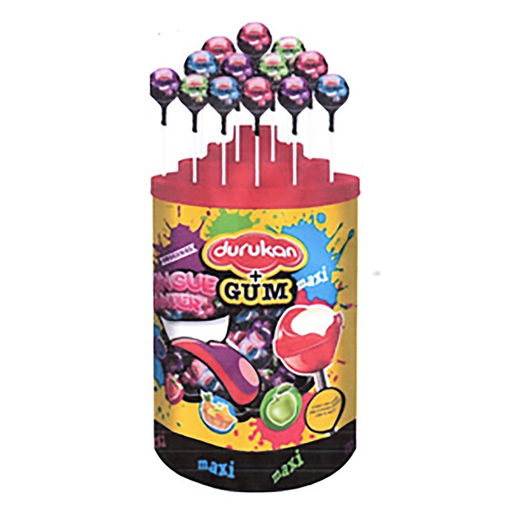 Gumás nyalóka színezi a nyelvet, természetes színezékek, 100 x 15 g, Durukan