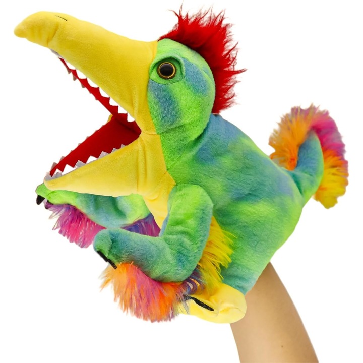 Плюшена кукла, QttvbTna, Динозавър с пера, многоцветна, 7 години