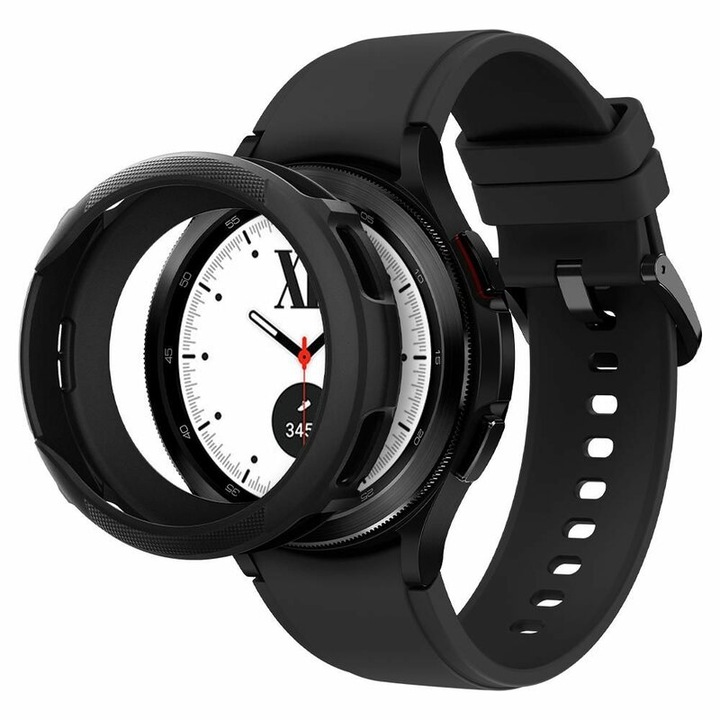 Защитен калъф за часовник, съвместим със Samsung Galaxy Watch 4 Classic 42mm, Liquid Air, TPU, Черен мат