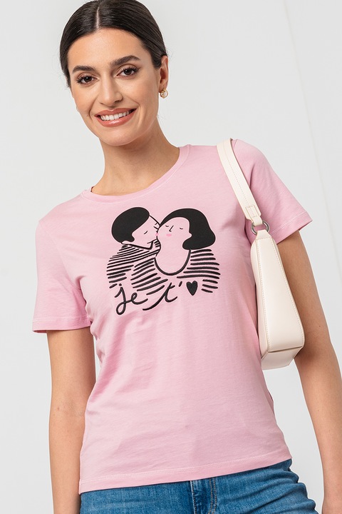 Marella, Тениска от памук с овално деколте, Прашно розово