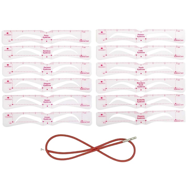 Kit de modelare a sprancenelor cu 12 perechi, PEVA, Alb