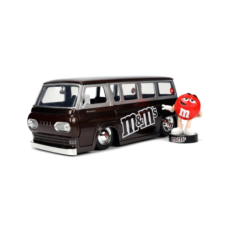 1965 Ford Econoline модел с червена фигурка на M&M - 1/24 Jada
