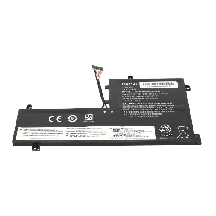 Akkumulátor, Mitsu, Lenovoval kompatibilis, Lítium-polimer, 4800 mAh, Fekete