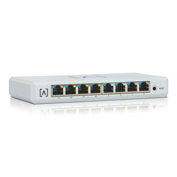 ALTA LABS Switch S8-POE, Interfész: 8 x 10/100/1000Mbps, 4x POE, POE költségvetés: 60W, Nincs ventilátor, D