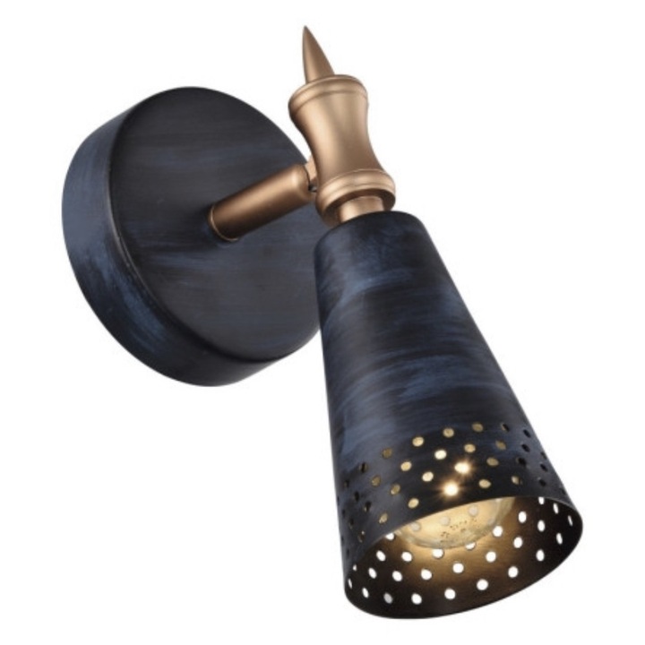 Aplica Perete COUNTRY AP 1 E14 1x40W Cadru Metal Negru Abajor Spot Mobil Metal Negru Distanta de la perete: 19 cm, Lungime: 9 cm, Inaltime: 20 cm KLAUSSEN