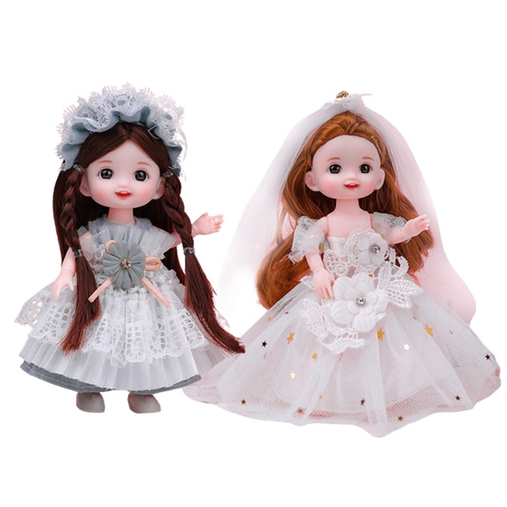 Комплект от 2 кукли за деца, Wepzsxo, винил, 17 см, многоцветни