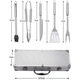 Set 5 Ustensile Gratar Otel Inoxidabil, BYONDSELF®, cu Cutie de Depozitare din Aluminiu, Include Pensule, Clesti, Lopata, Furculita, Cutit, Perfect Accesorii Gratar Cadou