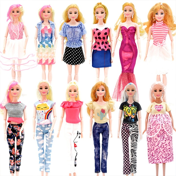 Set 12 haine pentru papusi, Wepzsxo, Multicolor