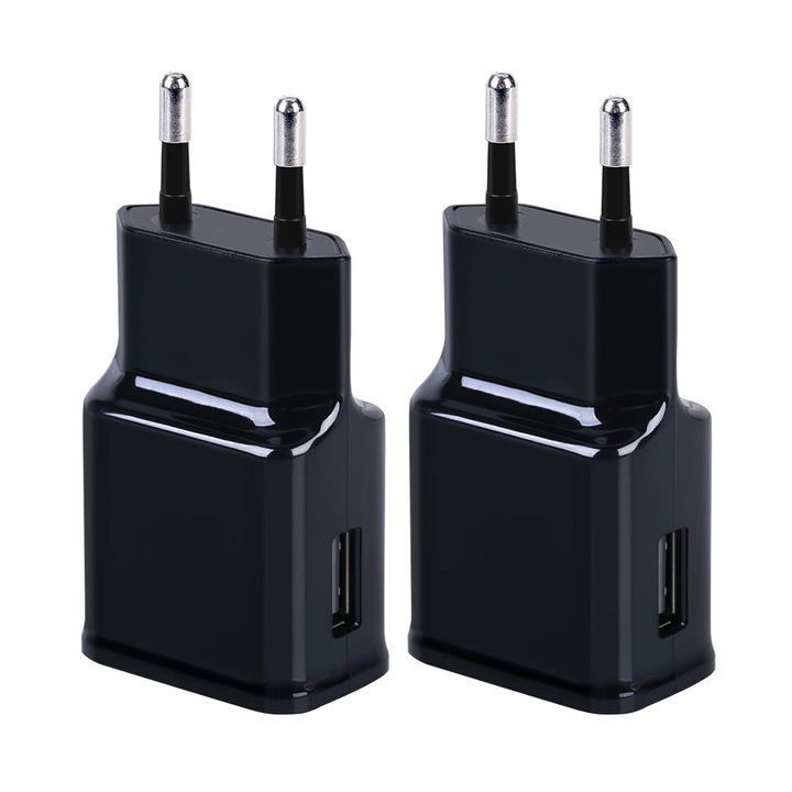 2 db hálózati töltő készlet, 15 W, Gyors töltés, Kompatibilis Samsung S21 / S20 / S10 / S6 / S7 S8 / S9 / Edge / Plus / Active, Note 8 / 9, Note 10 / 20, Vaxiuja, Fekete