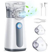 Aparat Aerosoli LittleDomi 305, Nebulizator Ultrasonic, Portabil, Ultra Silentios, Masca Adulti si Copii, Tehnologie Mesh 2.0, Piesa pentru Gura, Reincarcabil, Alb