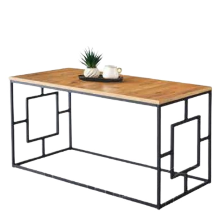 Masuta cafea Living Minimalista Studio Casa, 100 x 51 x 52 cm, Design industrial, Maro / Negru