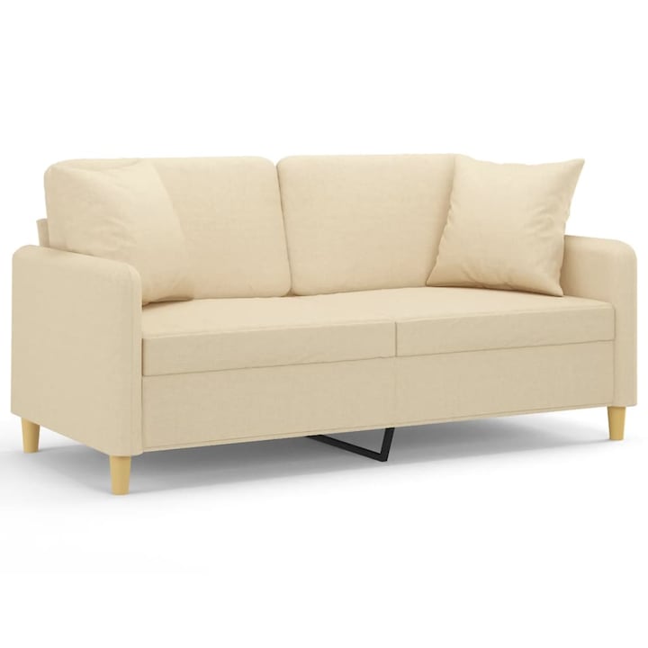 Set canapea cu 2 locuri cu pernute vidaXL, crem, 140 cm, textil