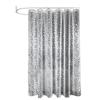 Perdea dus, 180x180 cm, impermeabil, Cu magnet, MunDeir®, Model pietricel 3D