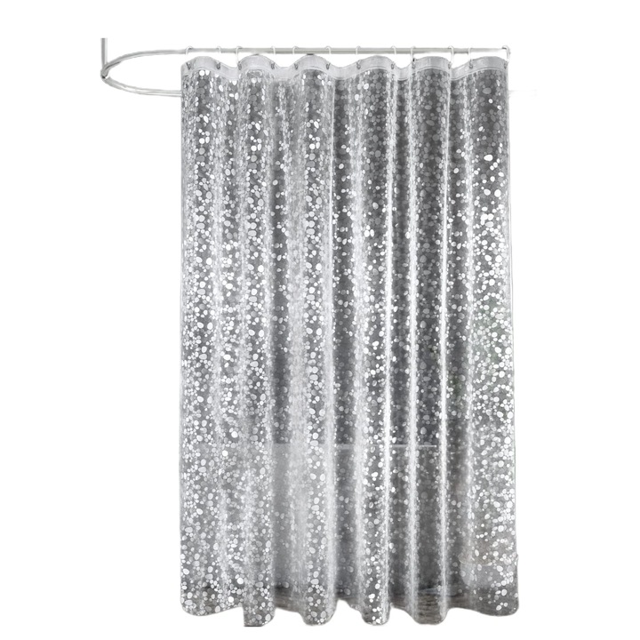 Perdea dus, 180x180 cm, impermeabil, Cu magnet, MunDeir®, Model pietricel 3D