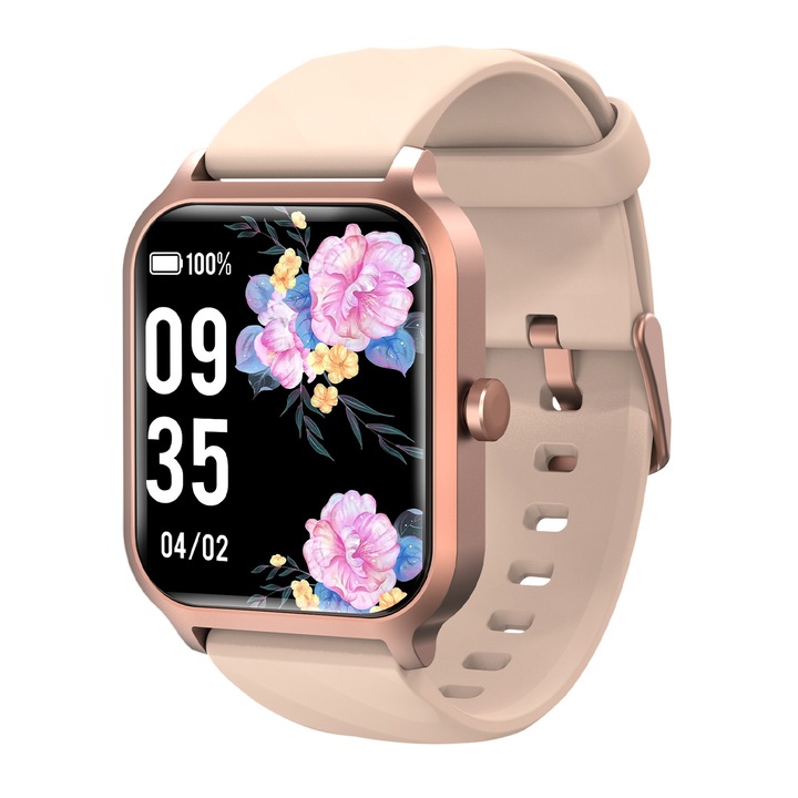 Ceas smartwatch WstPro 1.83", gold, apelare Bluetooth, microfon HD, alarma, fitness, sport, monitorizare somn si tensiune arteriala