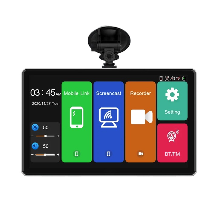 Navigatie Autodrop Multimedia DVR, 2K, 7" touch screen cu atas pe parbriz, CarPlay si Android Auto wireless, Control vocal, Camera marsarier - AD-BGCMXP5