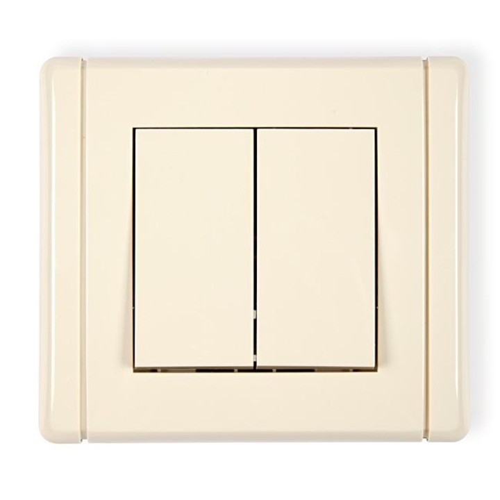 Kettős kapcsoló, Karlik, Műanyag, 10A, Sárga