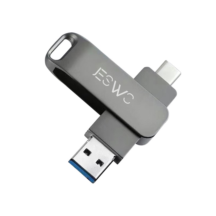 Memóriakártya, JESWO, USB/USB-C, 128GB, ezüst