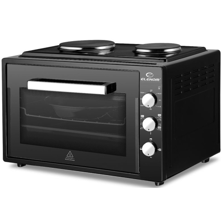 Електрическа фурна Elekom EK-7005OV, 3000W, двойно стъкло, 320 градуса, 60L, черна