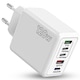 Incarcator Retea Timebox, 5 Porturi, 120W Fast Charge, 3 x Type-C, 2 x USB, Compatibil iPhone, Samsung, Huawei, Alb