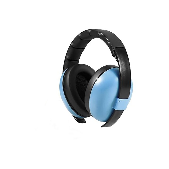 Antifónikus fejhallgató gyerekeknek és csecsemőknek, JENUOS®, 0-24 hónapos, Hallásvédő, Zajcsillapító, Könnyen használható, Kék