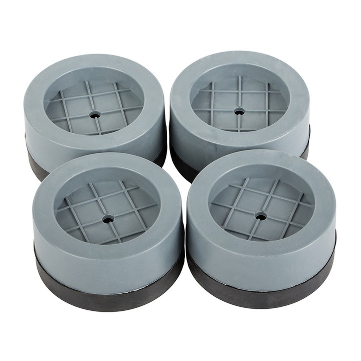 4 db csúszásmentes láb készlet mosógéphez/mosogatógéphez, Zola®, zajcsökkentő, hangszigetelő, műanyag és gumi, 6,5x4,5x3,2 cm, világosszürke