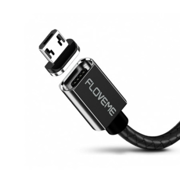 Cablu Incarcare, Micro USB, Fast Charge, 1m, Material Textil, Negru