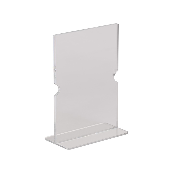 Suport meniu tip T, A4 plexiglas transparent 3 mm