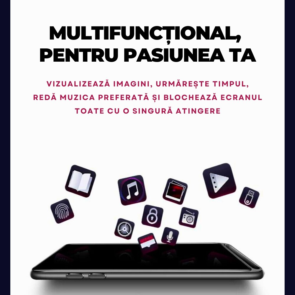 MP3 плейър със сензорен екран, 1,8 инча с 64 GB, поддържа до 128 GB ...