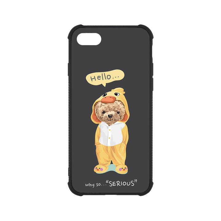 BestCase MaxSafe Glassy telefontok, Apple iPhone SE 3 / SE 2 / 8 / 7, Why so serious Teddy Bear, HD színek, Anti Shock megerõsített sarkok, Kamera Védelem, G 1340