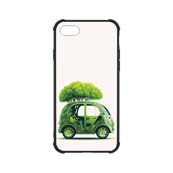 BestCase MaxSafe Glassy telefontok, Apple iPhone SE 3 / SE 2 / 8 / 7, Go Green Electric Car, HD színek, Anti Shock megerõsített sarkok, Kamera Védelem, G 1373