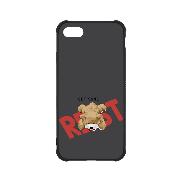 BestCase MaxSafe Glassy telefontok, Apple iPhone SE 3 / SE 2 / 8 / 7, Get More Rest Teddy Bear, HD színek, Anti Shock megerõsített sarkok, Kamera Védelem, G 1339