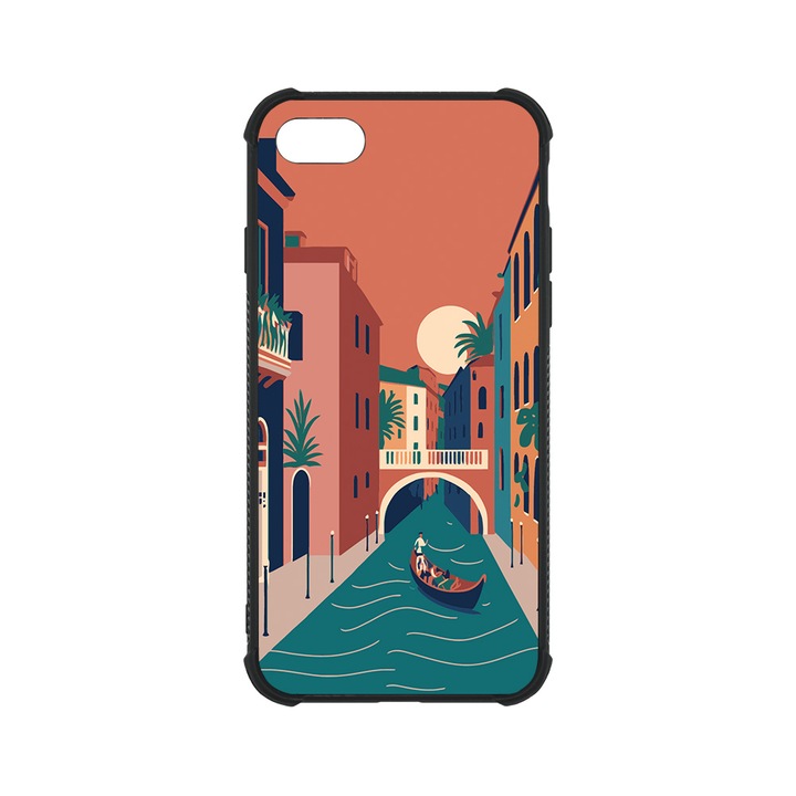 BestCase MaxSafe Glassy telefontok, Apple iPhone SE 3 / SE 2 / 8 / 7, Italy Venice Grand Canal, HD színek, Anti Shock megerõsített sarkok, Kamera Védelem, G 1386