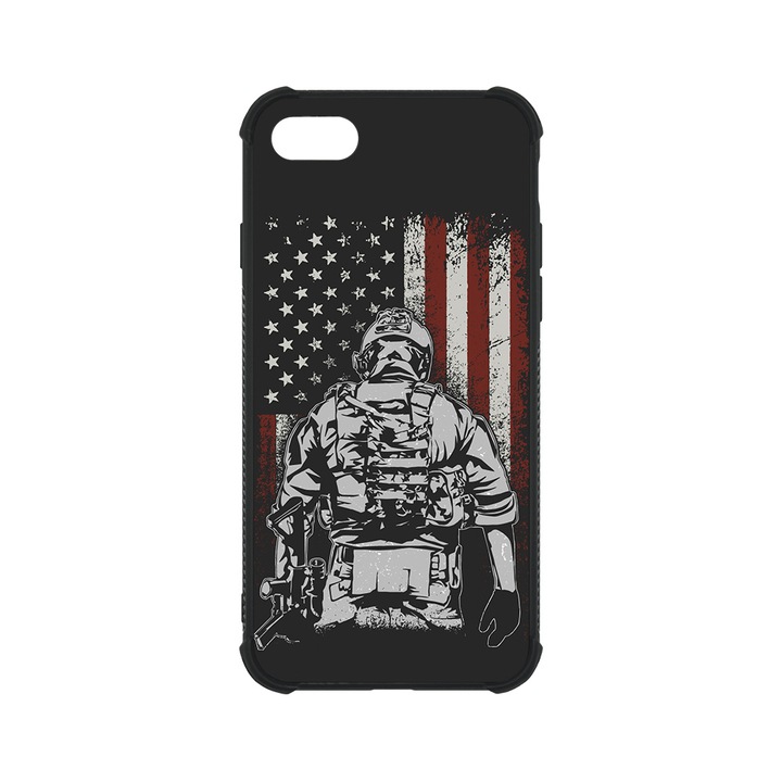 BestCase MaxSafe Glassy telefontok, Apple iPhone SE 3 / SE 2 / 8 / 7, American Soldier, HD színek, Anti Shock megerõsített sarkok, Kamera Védelem, G 1380