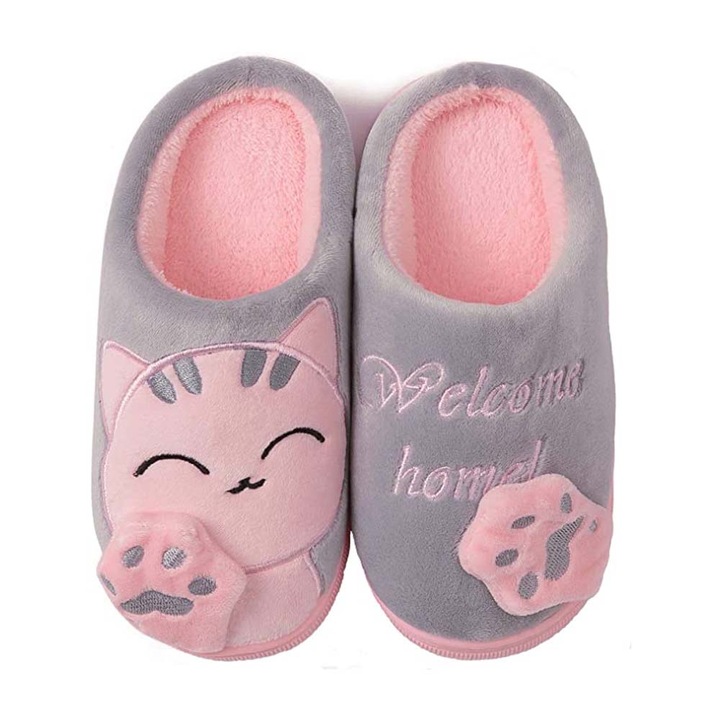 Домашни чехли, Jormftte, Памук, Сиво, Сив/Розово, 38-39