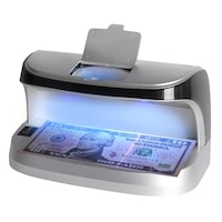 Detector de bancnote cu UV, WALALLA, portabil, microlupa incorporata, 1200 mAh, suporta tensiune 100-230 V, senzor UV/magnetic/infrarosu pentru detectarea bancnotelor false, gri