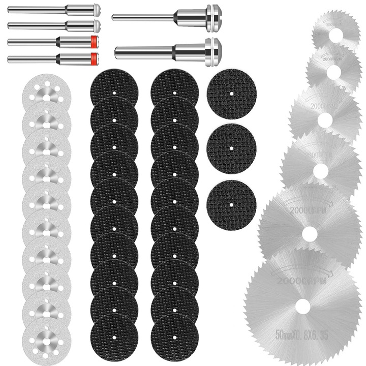 Комплект от 45 аксесоара за многофункционална машина, Axroad Mall, Устойчив на ръжда, Подходящ за рязане на дърво, пластмасови изделия, алуминий, керамика, 22/25/32/35/44/50 мм, Многоцветен