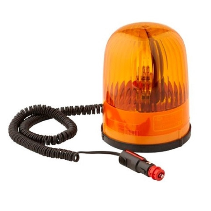 Girofar galben Hella, 70W, bec halogen, H1, 24V, diametru 136 mm, cablu 3.5 m, prindere magnetica