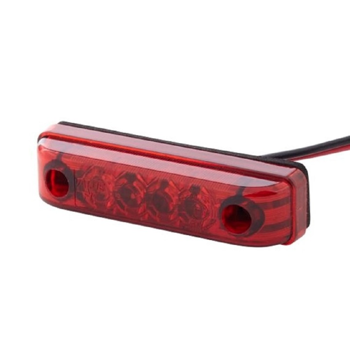 Lampa semnalizare pozitie Hella, cu LED, 0.4W, 65x11 mm, cablu 150 mm, lentila rosie