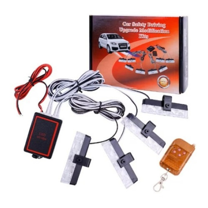 Set Lumini Avertizare Pentru Grila, Functii Stroboscop, LED, 36W, 12V, Culoare Albastra, Miromoto®