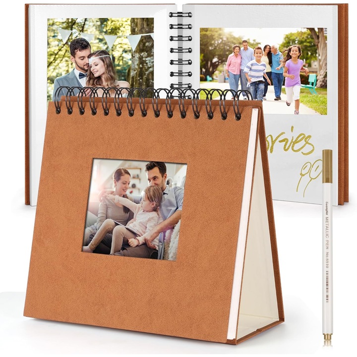 Album foto cu calendar de birou, WALALLA, Metal, 20x18.5 cm, Maro
