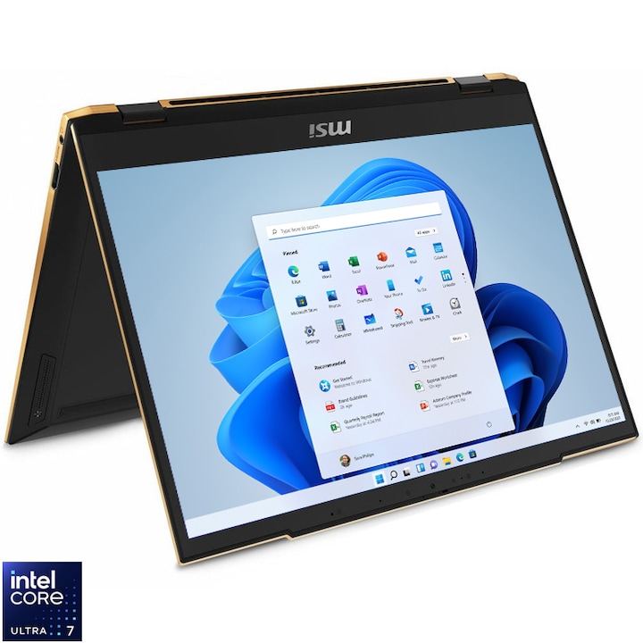 Laptop MSI Summit E13 AI Evo A1MTG cu procesor Intel® Core™ Ultra 7-155H pana la 4.8 GHz, 13.3", Full HD+, IPS, 32GB DDR5, 1TB SSD, Intel® Arc™ graphics, Windows 11 Pro, Black