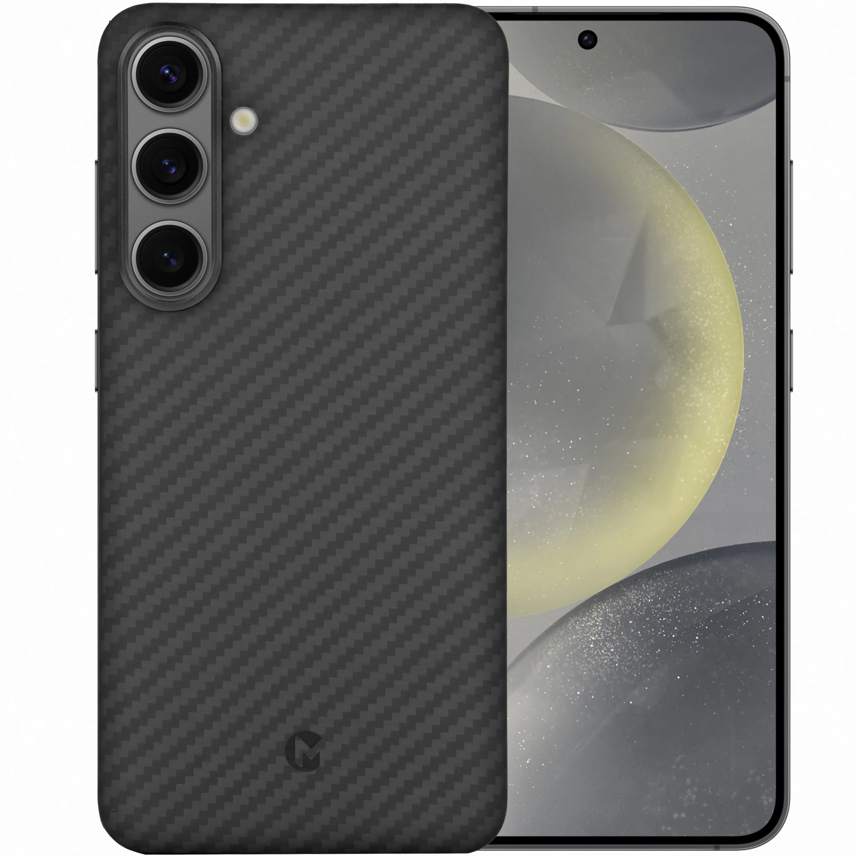 Husa de protectie Kevlar MProtect® Premium din fibra de aramida pentru Samsung Galaxy S24+, Incarcare wireless, MagSafe, Antisoc, Protectie camera, Inel aluminiu, Ultra Safe, Carbon