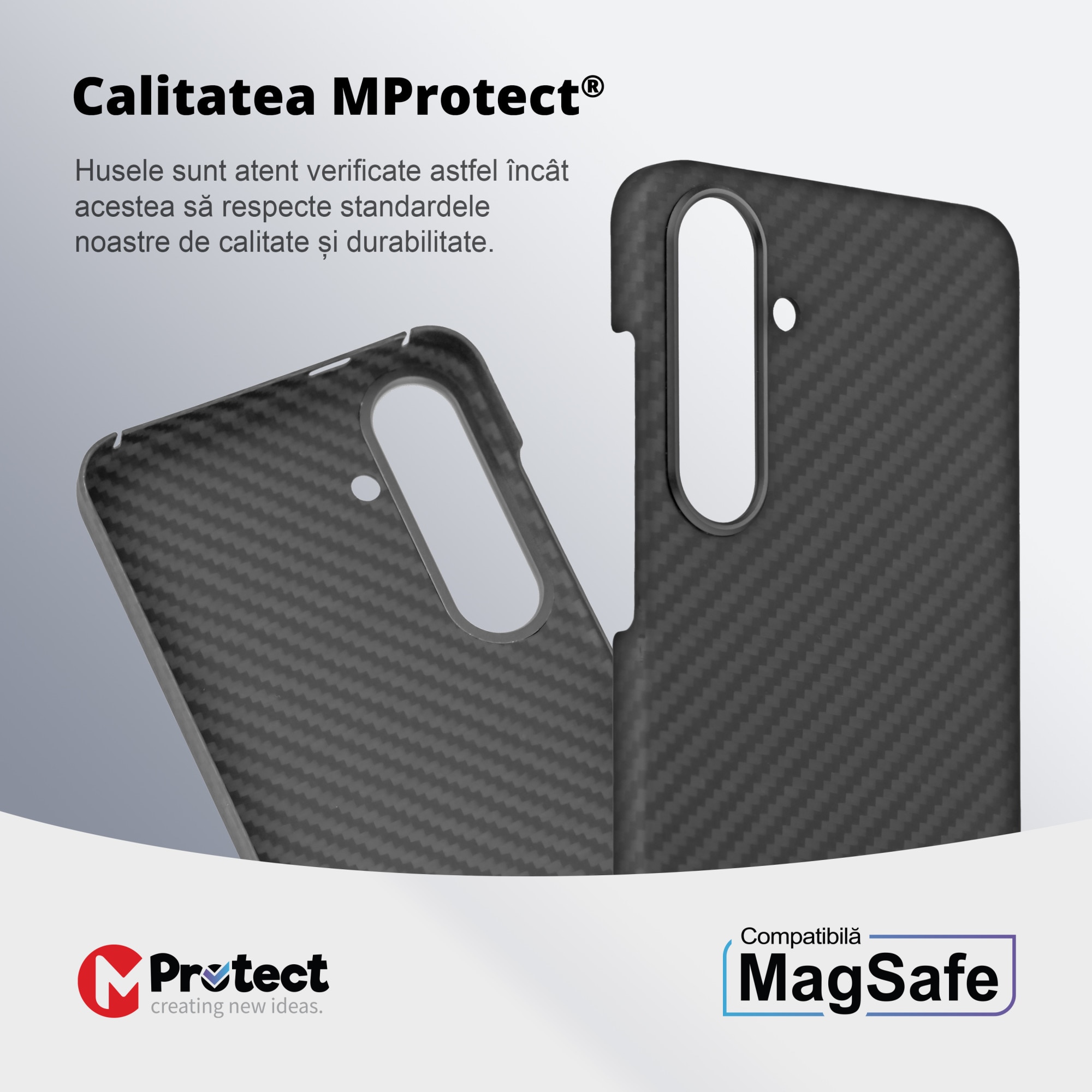 Husa de protectie Kevlar MProtect® Premium din fibra de aramida pentru Samsung Galaxy S24+, Incarcare wireless, MagSafe, Antisoc, Protectie camera, Inel aluminiu, Ultra Safe, Carbon