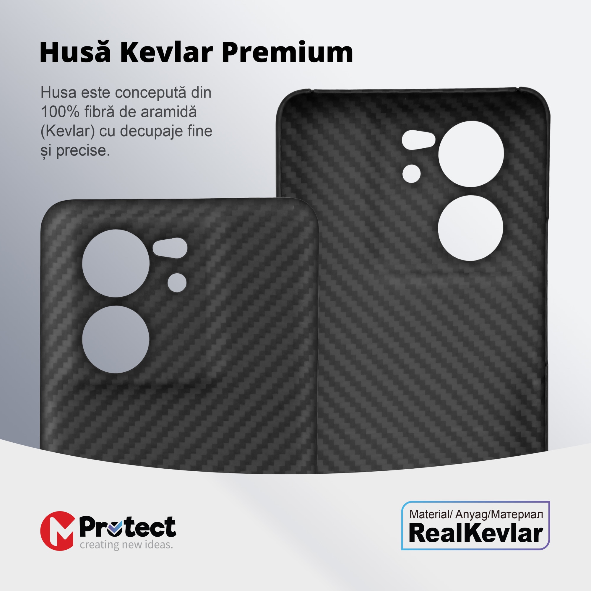 Husa de protectie Kevlar MProtect® Premium din fibra de aramida pentru Xiaomi 13T/ 13T Pro, Antisoc, Protectie camera, Ultra Safe, Carbon