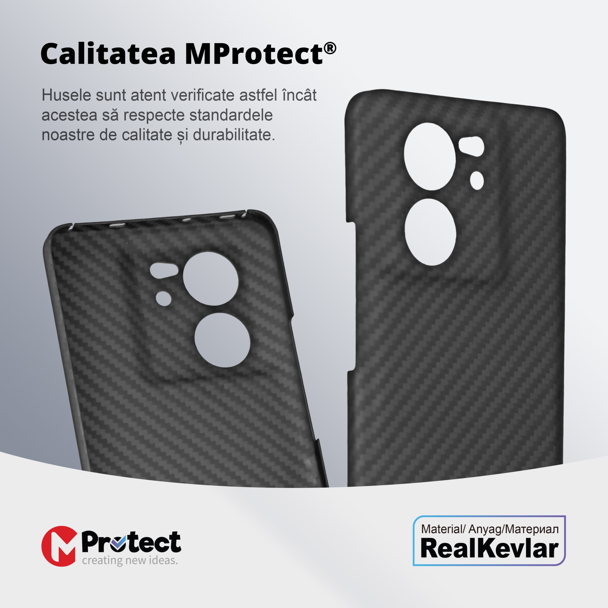 Husa de protectie Kevlar MProtect® Premium din fibra de aramida pentru Xiaomi 13T/ 13T Pro, Antisoc, Protectie camera, Ultra Safe, Carbon